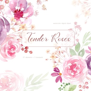 Aquarell rosa Rosen Clipart, Dusty Rose PNG, rosa Hochzeit Clipart, Rose Png, Aquarell Blumen Clipart, Blush Blumen Aquarell Clipart