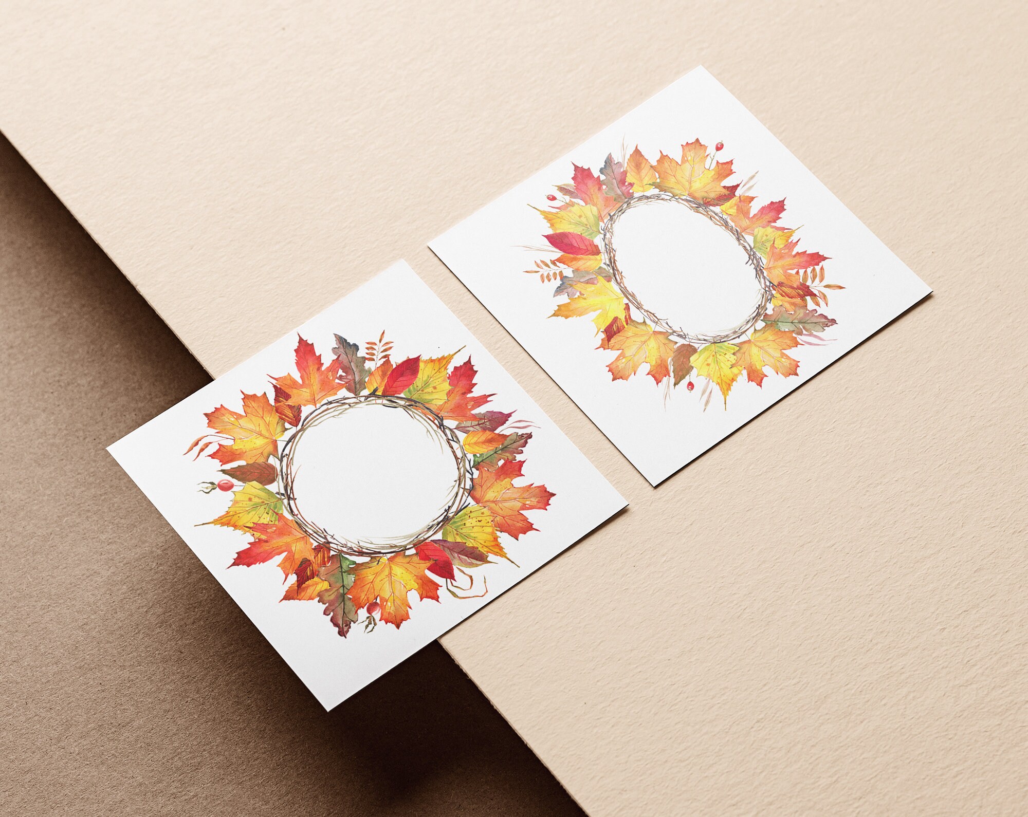 Fall Wreath Clipart. Watercolor Autumn Wreath. Foliage Wreath - Etsy