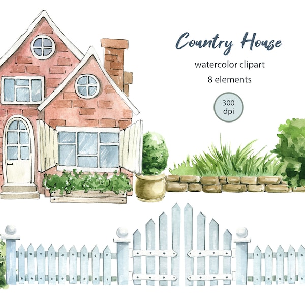 Hand Drawn Country House. Cottages, Cozy, House, Home. Village Farm. house background. Hand Painted, Instant Download.