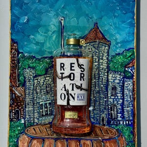 Original Mixed Media Painting of Castle and Key Distillery