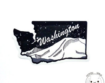 Washington State Stickers | Waterproof Glossy Stickers | Evergreen State Stickers | Decal Labels | Water Bottle Stickers