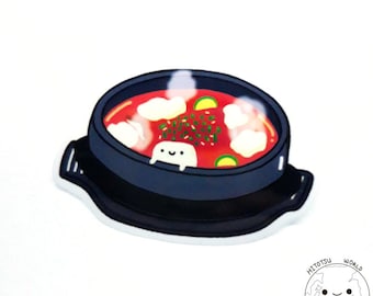 Korean Soondubu Sticker | Waterproof Decals | Spicy Tofu Soup Stickers | Vegetarian Soondubu Jjigae Decals | Vegan Tofu Soup Stickers