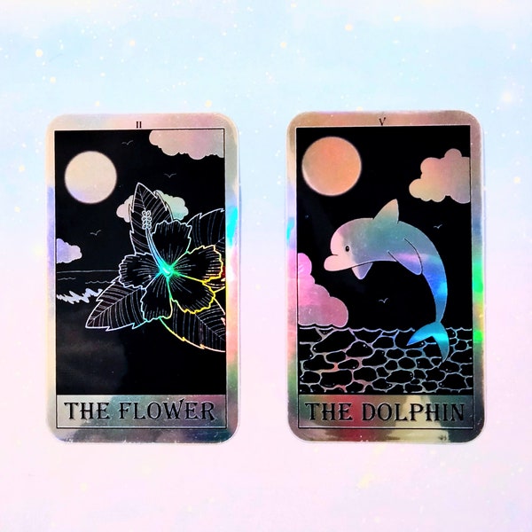 Holographic Tarot Card Stickers | Mystical Tarot Decks | Mystery Stickers | Waterproof Oracle Card Decals | Witchy Decals