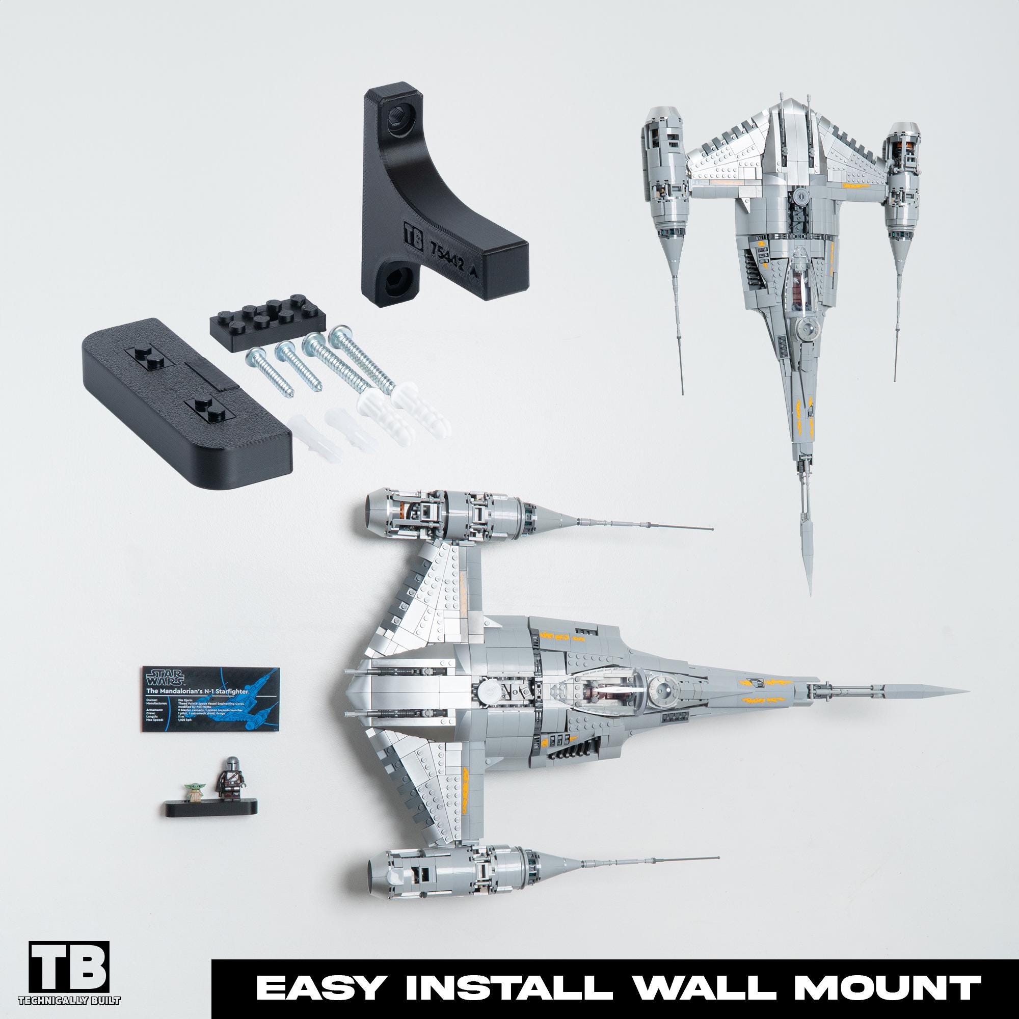 Vertical Wall Mount for LEGO the Mandalorian's N-1 Starfighter