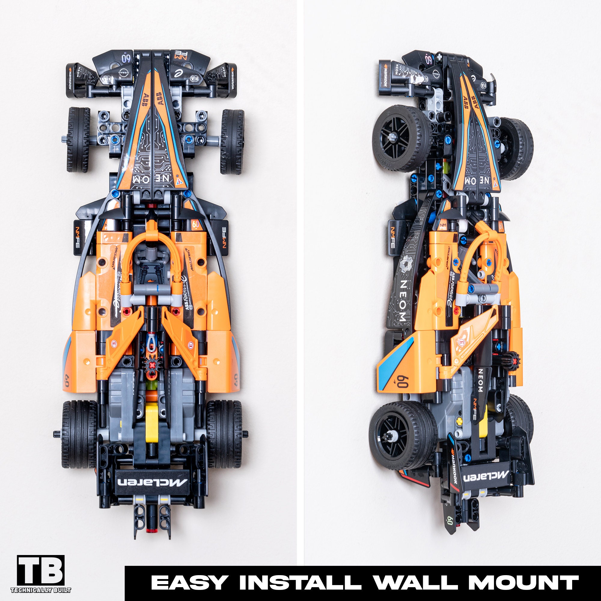 Support mural pour voiture de course de Formule E LEGO NEOM McLaren-42169