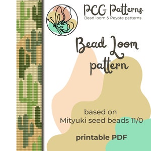 May include: A printable bead loom pattern for a cactus design. The pattern is based on Miyuki seed beads size 11/0. The pattern is from PCG Patterns, which also offers peyote patterns.