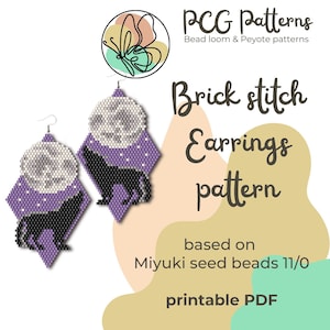 Wolf song brick stitch earrings pattern - PDF instant download
