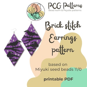 Ravens brick stitch earrings pattern - PDF instant download