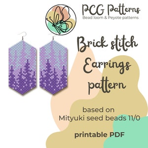 Night forest brick stitch earrings pattern - PDF instant download