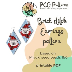 Polar bear brick stitch earrings pattern - PDF instant download