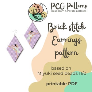 Modèle de boucles d’oreilles en point de brique en diamant Tiny Ballerina - Téléchargement instantané PDF