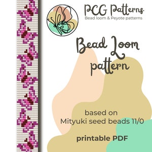 Bead loom pattern - Pink butterflies loom bracelet pattern