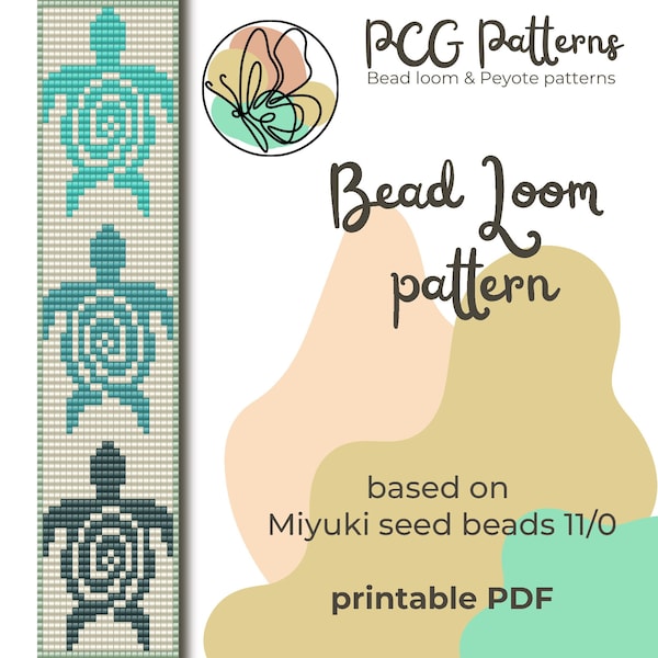 Ethnic turtle bead loom pattern - bead loom bracelet pattern