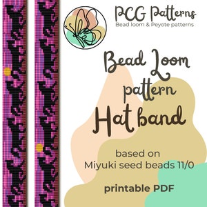 Sunset horses hat band bead loom pattern - bead loom pattern