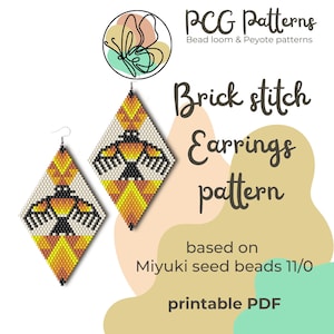 Thunderbird native brick stitch earrings pattern - PDF instant download