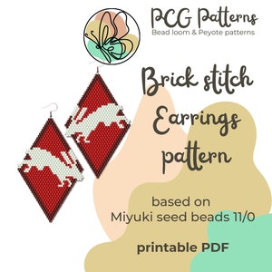 White rabbit brick stitch earrings pattern - PDF instant download