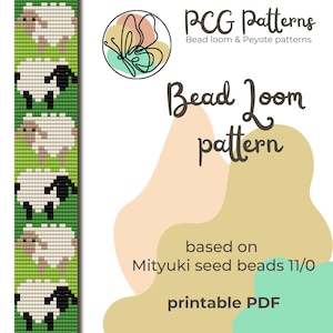 Happy sheeps bead loom pattern - bead loom bracelet pattern