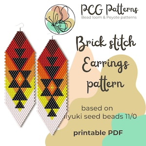 Native pattern - The sun brick stitch earrings pattern - PDF instant download