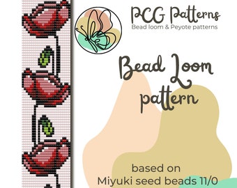 Poppy Flower Loom Bracelet Pattern – DIY Seed Beads (PDF Pattern)