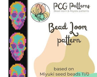Skull Bead Loom Bracelet Pattern – Thermal Image, Halloween (PDF Pattern)