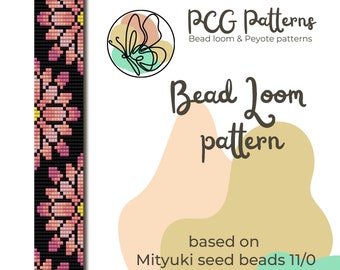 Delicate flower bead loom pattern - bead loom bracelet pattern