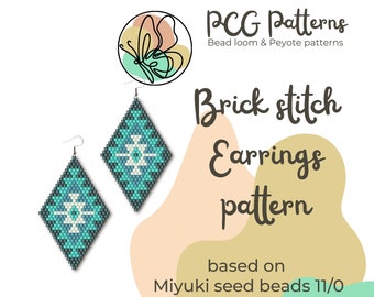 Winter lake native brick stitch earrings pattern - PDF instant download