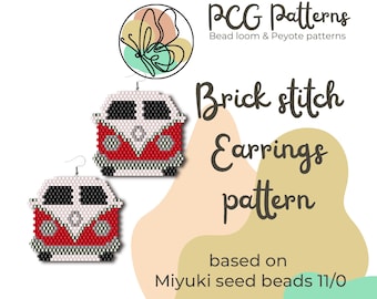 Funky bus brick stitch earrings pattern - PDF instant download