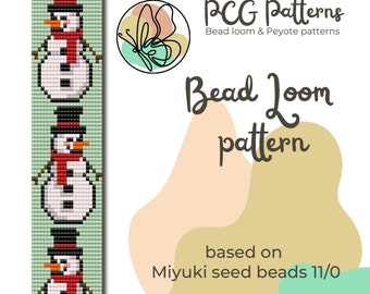Schneemann Bead Loom Armband Muster - Weihnachtsperlen (PDF Muster)