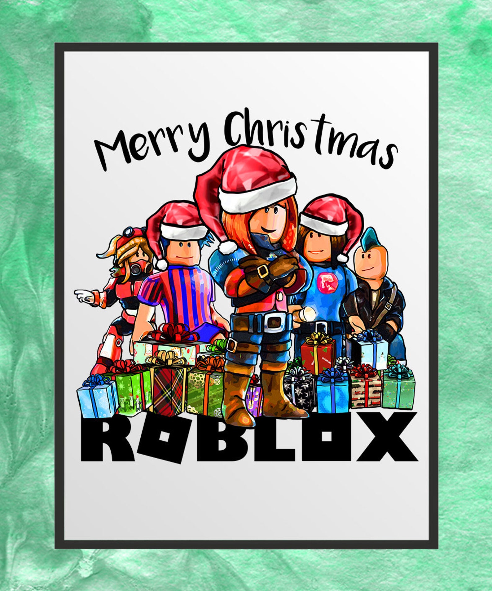 Hand Drawn Merry Christmas Roblox Sublimation Design PNG Etsy