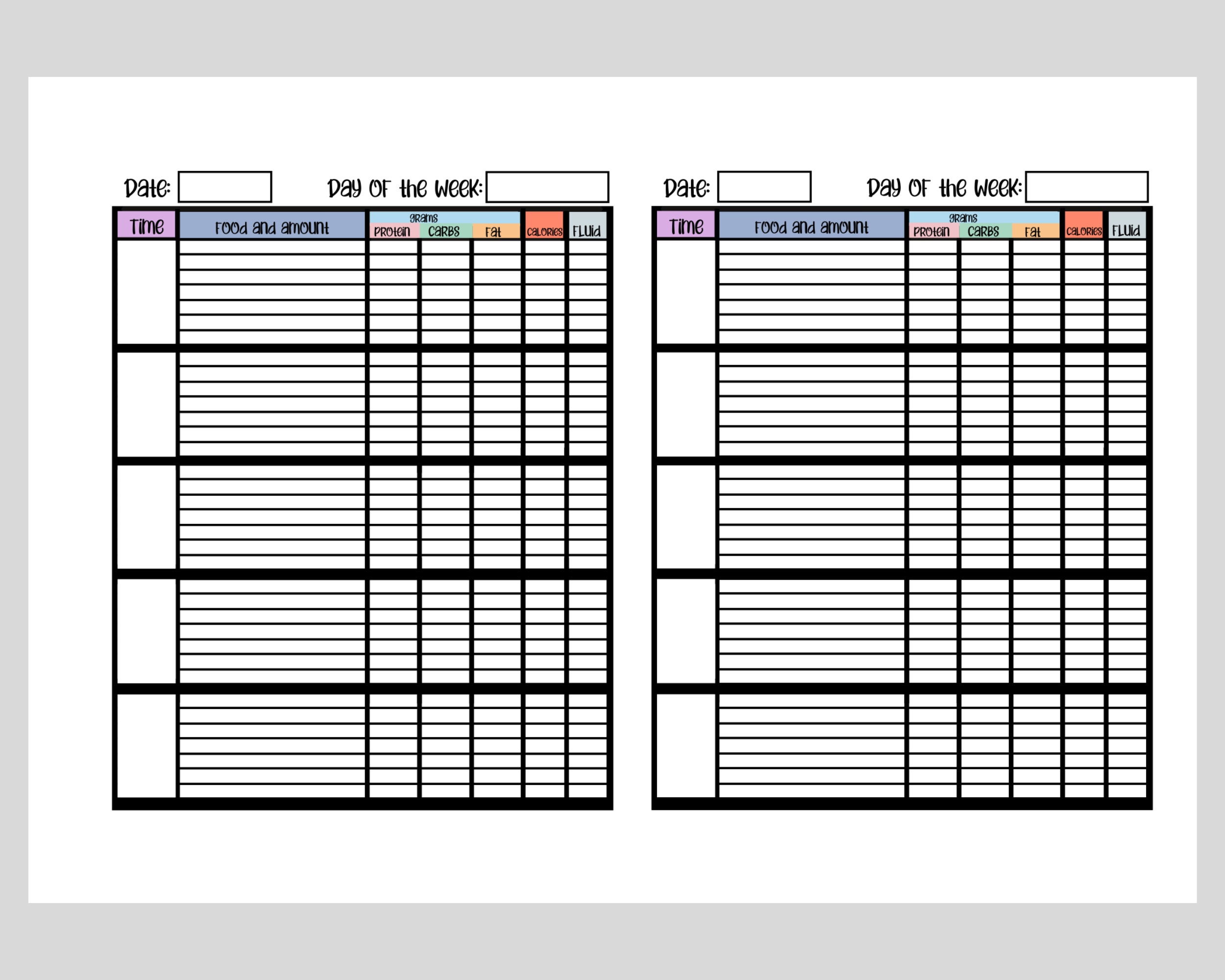 Daily Macros Tracker Printable PDF A4 digital downloads Etsy