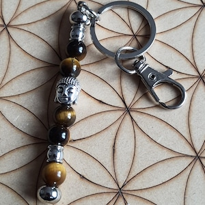 Tiger eye beaded buddha keychain