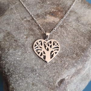 Stainless Steel Tree of Life Heart Pendant