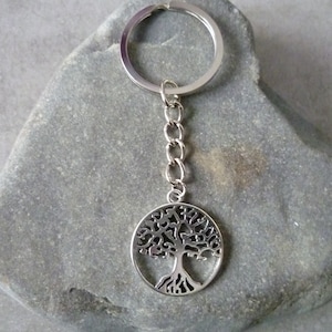 Metal tree of life key ring