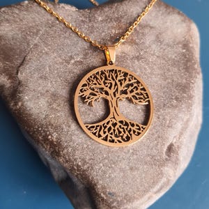 Stainless steel tree of life necklace