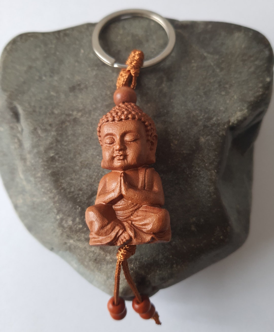 Wooden Buddha Keychain - Etsy