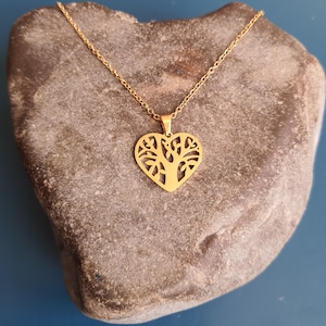 Stainless Steel Tree of Life Heart Pendant