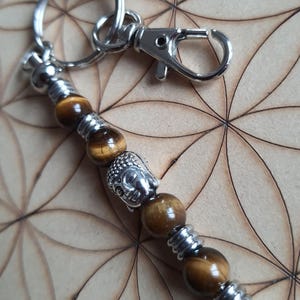 Tiger eye beaded buddha keychain
