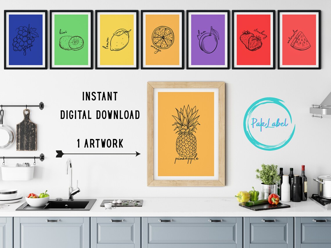 kitchen print set of 10 printables kitchen wall art -... Printable Kitchen Wall Art | Pineapple | Digital Files | Wall Art ...