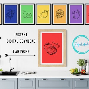 Printable Kitchen Wall Art | Strawberry | Digital Files | Wall Art Prints | Multiple Ratios | Digital Printables | Kitchen Wall Art Decor