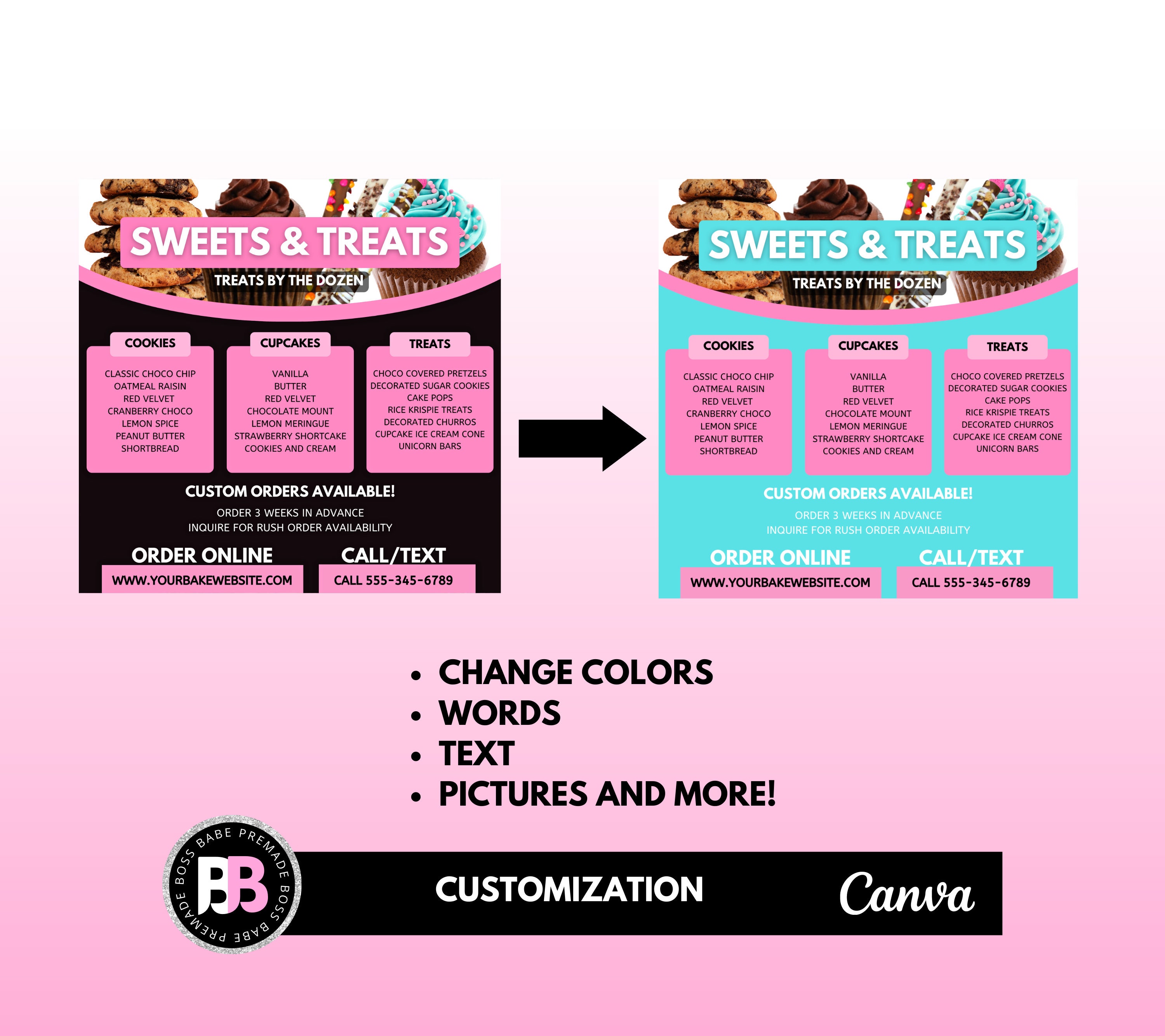 Bakery Pricelist Flyer Bakery Menu Cake Flyer Treats Flyer - Etsy