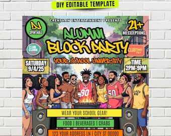 Alumni or Reunion BLOCK PARTY FLYER, Edit in canva