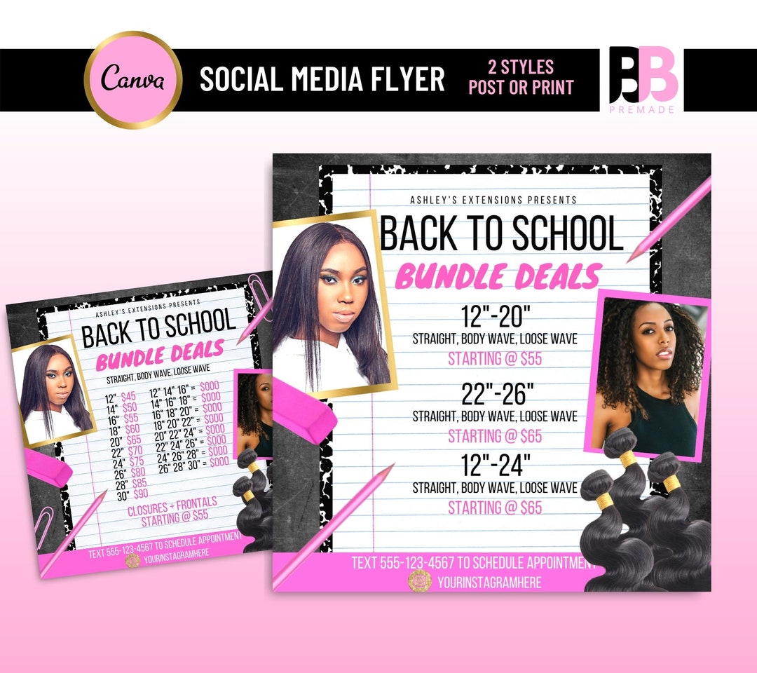 BACK TO SCHOOL Braiding Flyer Instagram Flyer Hair Flyer - Etsy