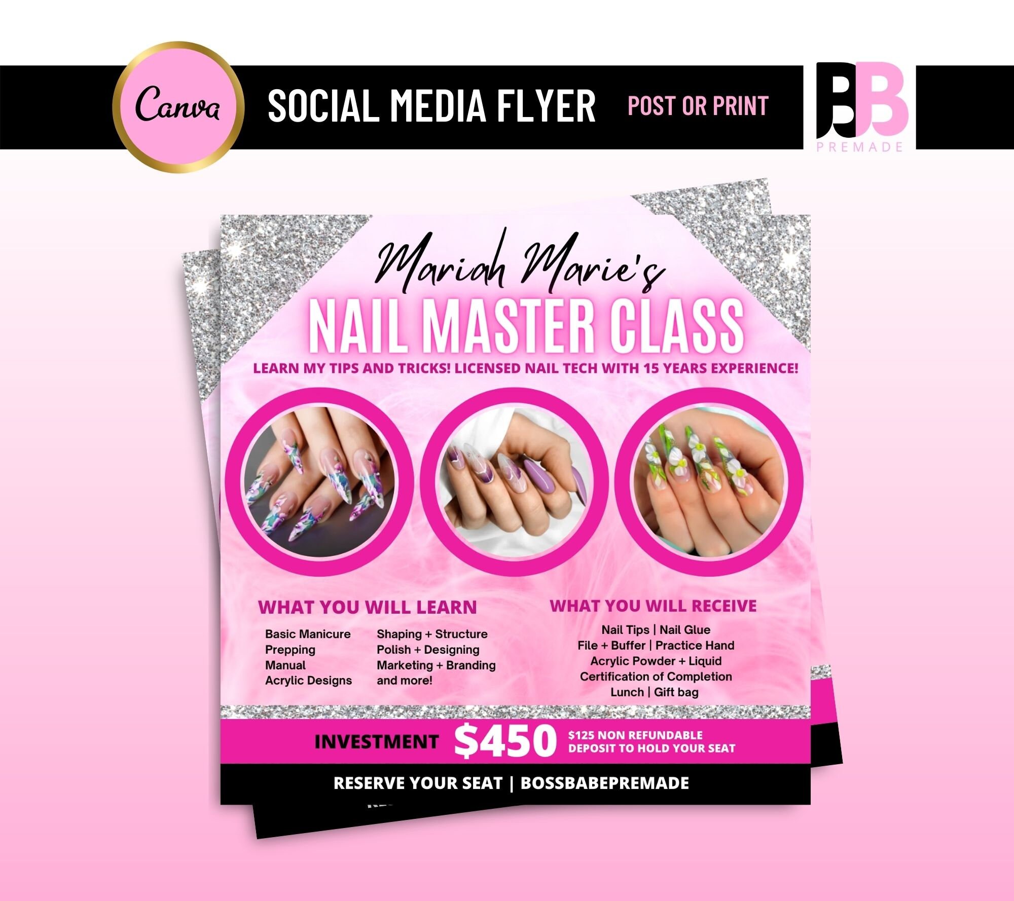 NAIL TRAINING FLYER nail tech Esthetician Flyer Spa Flyer Etsy