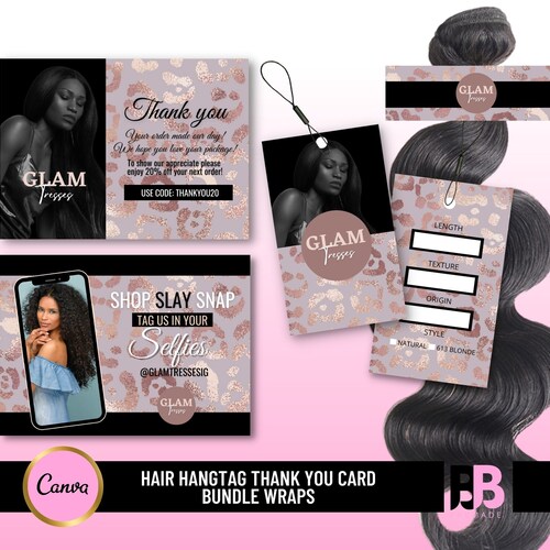 Editable Hair Hang Tag Design Bundle Wrap Luxury Hang Tag Etsy