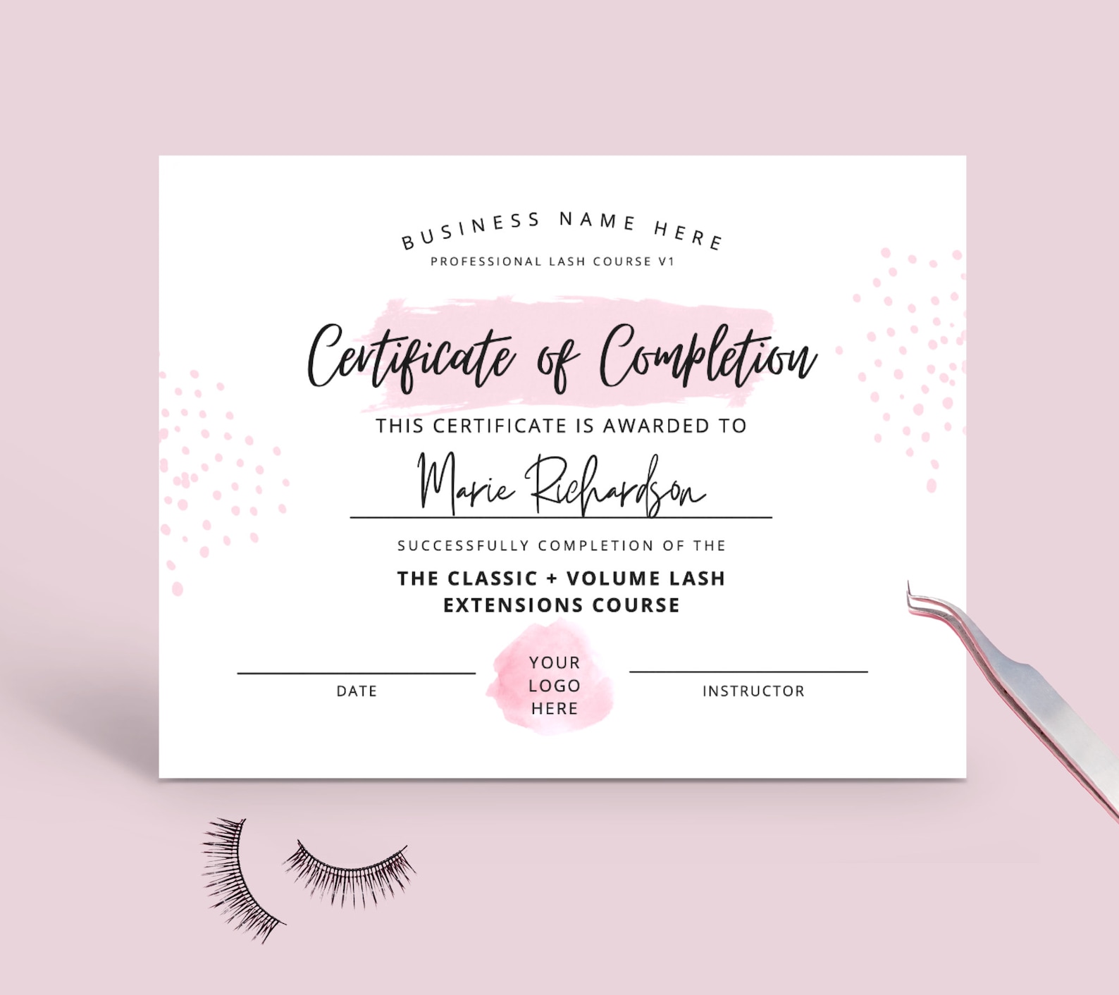 LASH CERTIFICATE training class certificate lash class lash Etsy