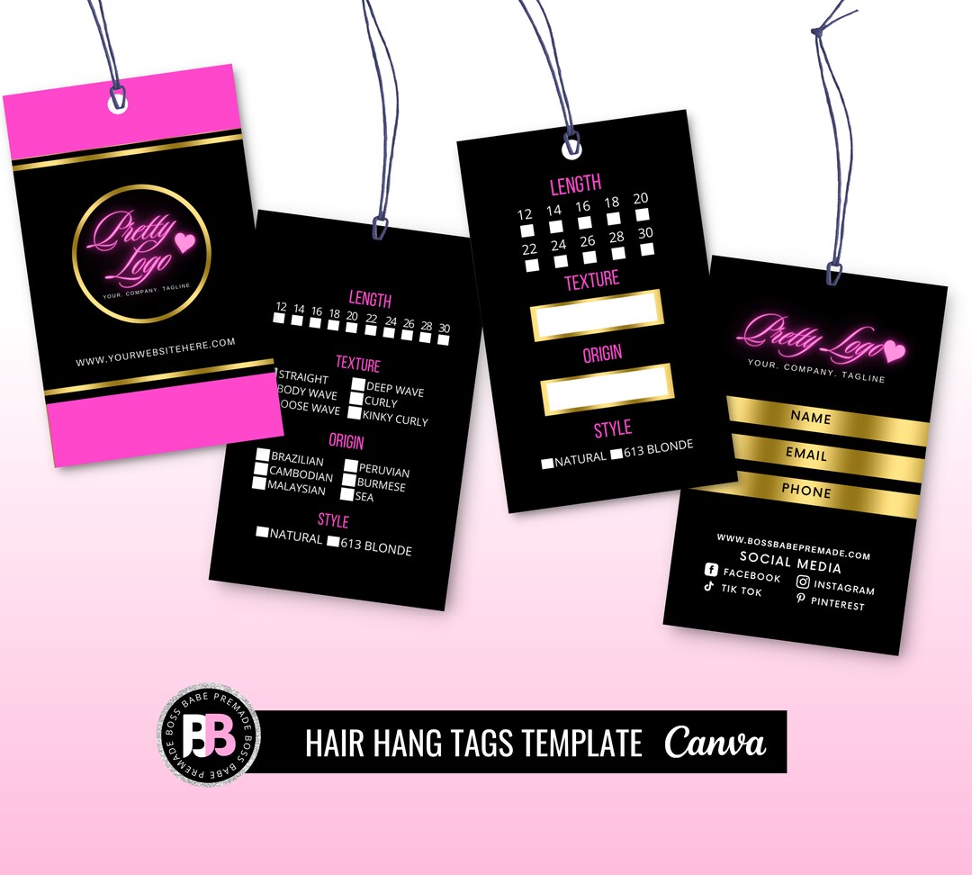 PLR Resellhang Tags, Hair Extension Hang Tags, Hair Bundle Hang Tags