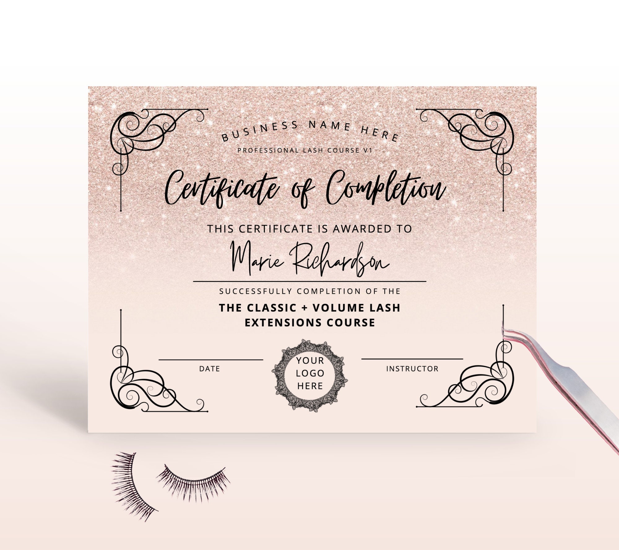 Lash Certificate Template Lash Certificate Template