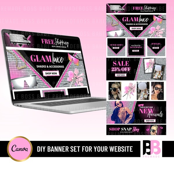 PLR RESELLDIY Web Banner, Accessory Banner, sunglasses banner, Fashion Boutique Website, Shopify Website, fashion website, wix,web banners