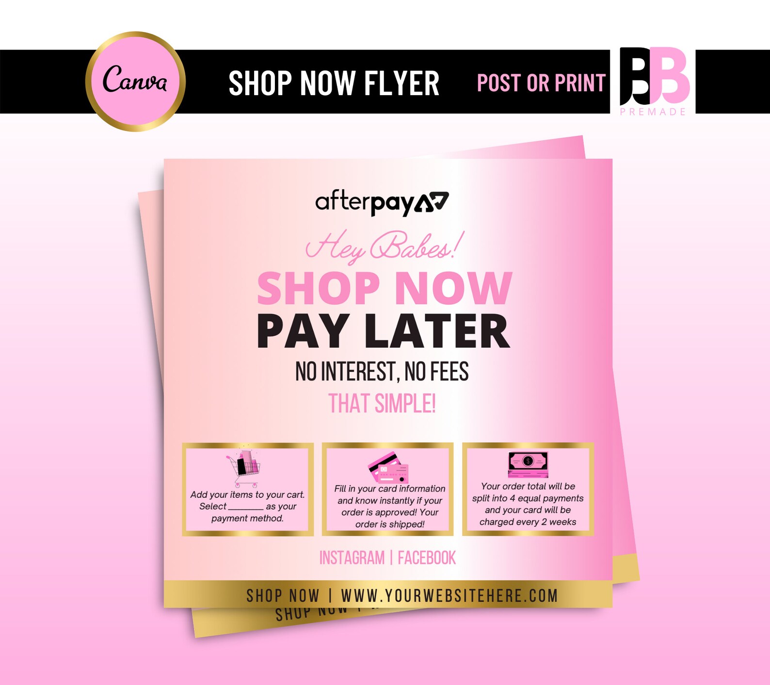 Installment Flyer Afterpay Klarna Quadpay Sezzle Social - Etsy