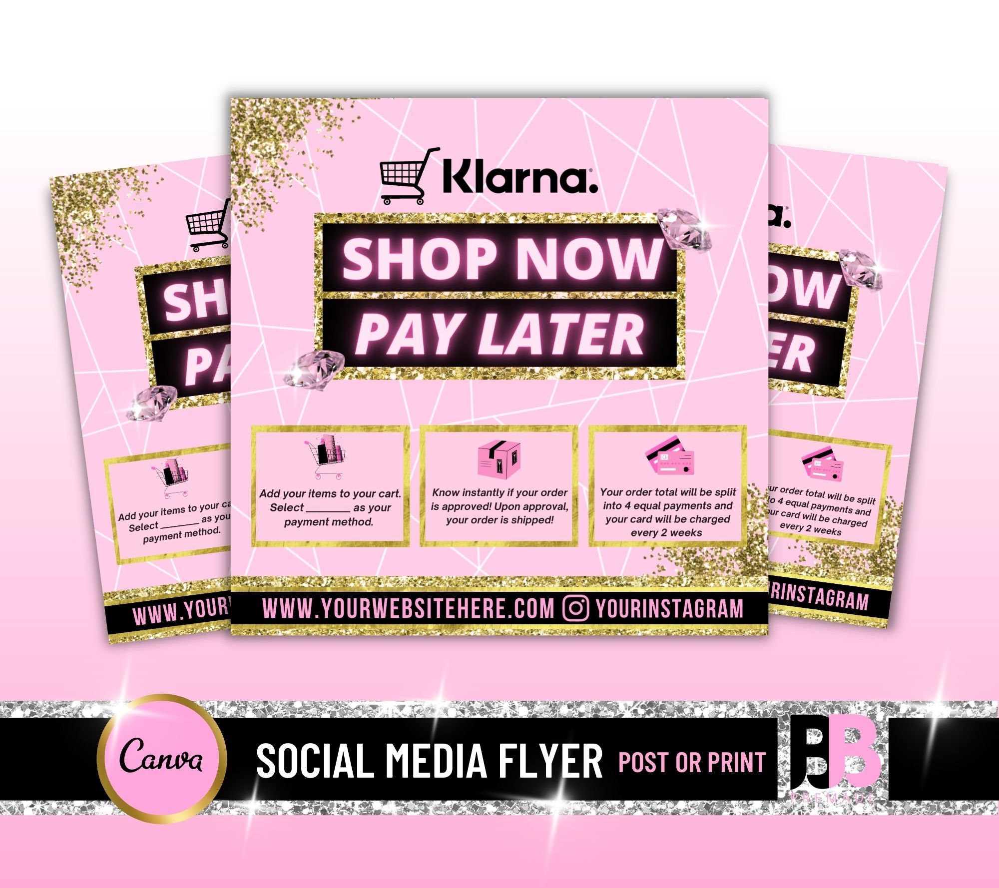 Installment Flyer Afterpay Klarna Quadpay Sezzle Social Etsy